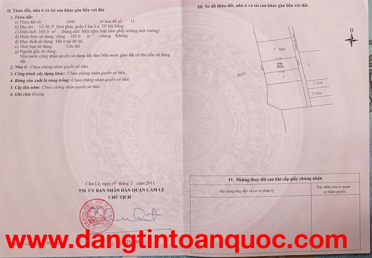 ĐẤT ĐẸP – GIÁ TỐT  – CHÍNH CHỦ CẦN BÁN NHANH LÔ ĐẤT 2 mặt tiền tại quận Cẩm Lệ, TP Đà Nẵng