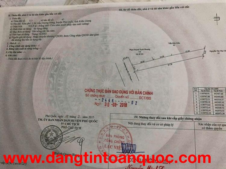 HOT BÁN NHANH LÔ ĐẤT TIỀM NĂNG full thổ cư tại KP5, Đ.Nguyễn Chí Thanh, Đặc Khu Phú Quốc, An Giang