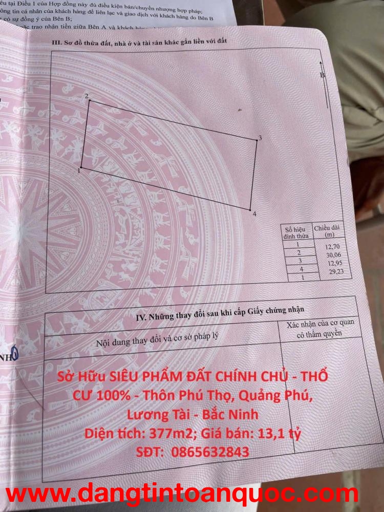 Sở Hữu SIÊU PHẨM ĐẤT CHÍNH CHỦ - THỔ CƯ 100% - Thôn Phú Thọ, Quảng Phú, Lương Tài - Bắc Ninh