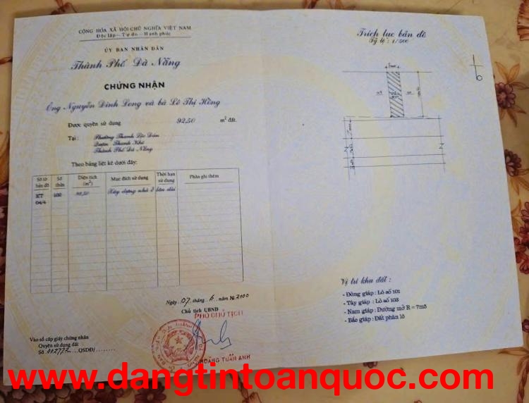 MẶT TIỀN KỲ ĐỒNG – ĐƯỜNG 7M5, VỈA HÈ 8M – TRUNG TÂM THANH KHÊ