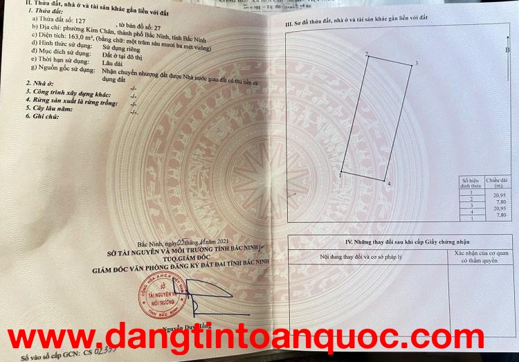 Bán đất sổ đỏ chính chủ khu Đạo Chân – phường Kim Chân – TP Bắc Ninh