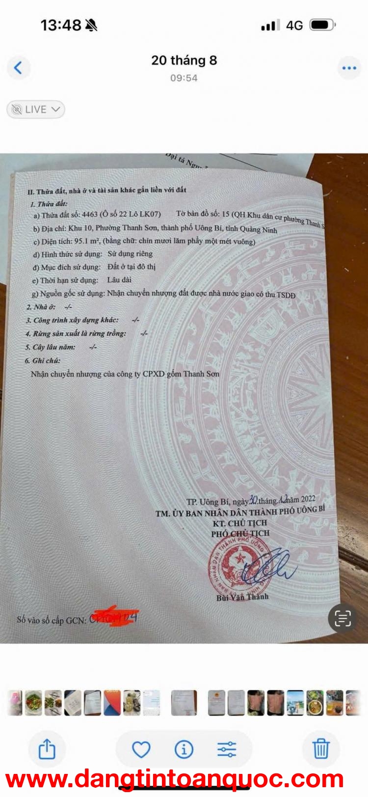 Bán Lô Đất Tại  Khu 10 Thanh Sơn Phường UÔNG Bí - Tỉnh Quảng Ninh.