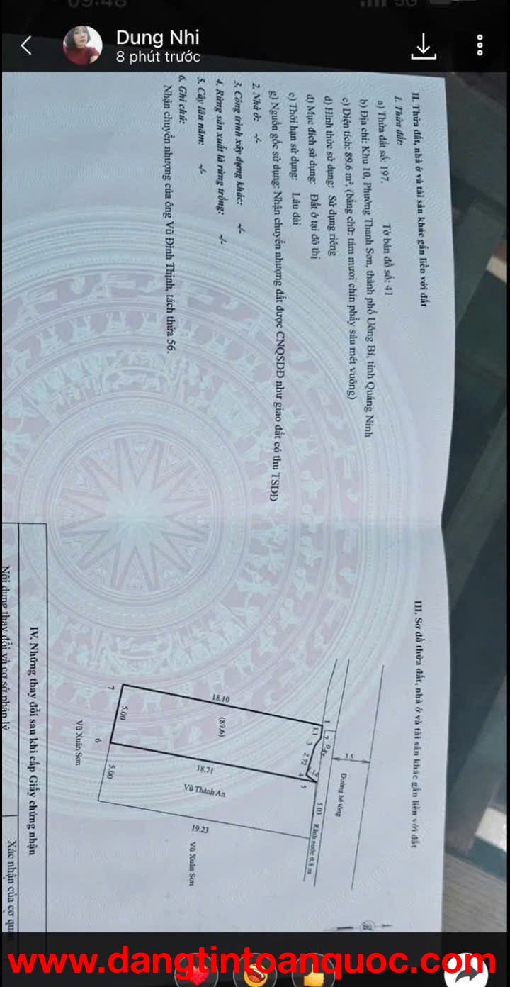 Tôi Cần Bán Lô Đất  Khu 10 Thanh Sơn Phường UÔNG Bí - Quảng Ninh.