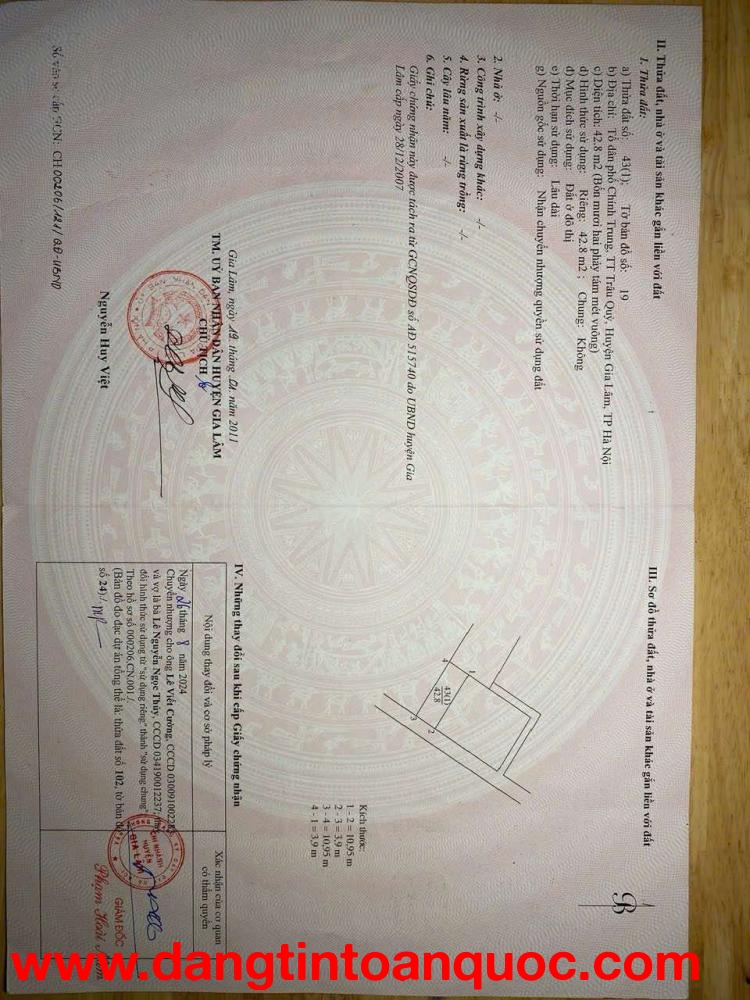 CHÍNH CHỦ CẦN BÁN 40 M2 TRÂU QUỲ - GIA LÂM, GIÁ NHỈNH 6.X TỶ, LIÊN HỆ 0985865658