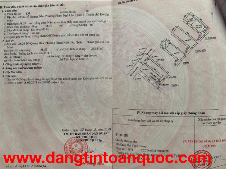 CHÍNH CHỦ CẦN BÁN NHÀ TẠI QUẬN 1 - TP HỒ CHÍ MINH