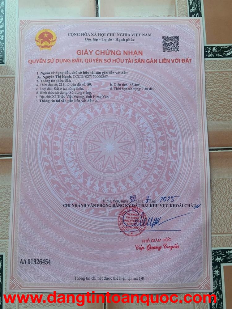 ĐẤT ĐẸP – GIÁ TỐT  – CHÍNH CHỦ CẦN BÁN GẤP tại   Xã Tân Dân, Huyện Khoái Châu, Hưng Yên