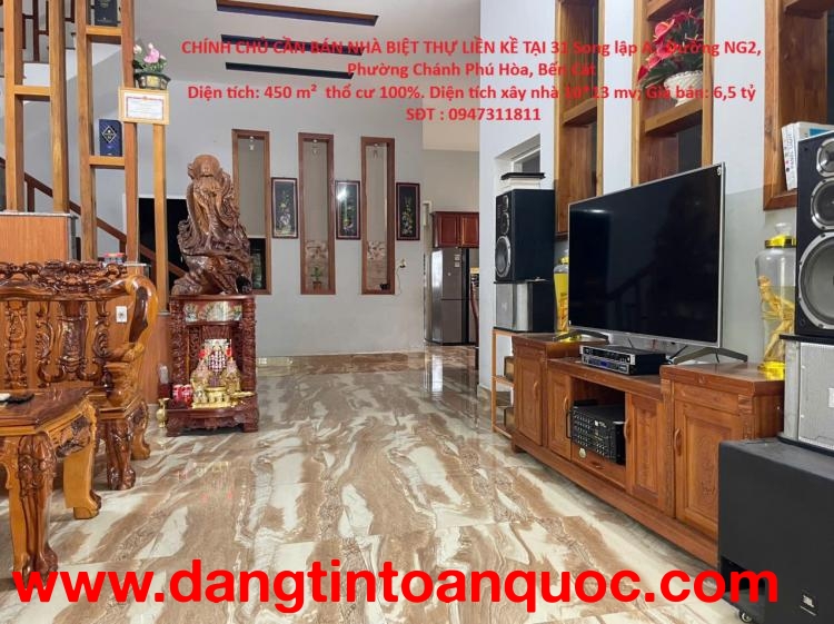 CHÍNH CHỦ CẦN BÁN NHÀ BIỆT THỰ LIỀN KỀ TẠI 31 Song lập A,  Đường NG2, Phường Chánh Phú Hòa, Bến Cát