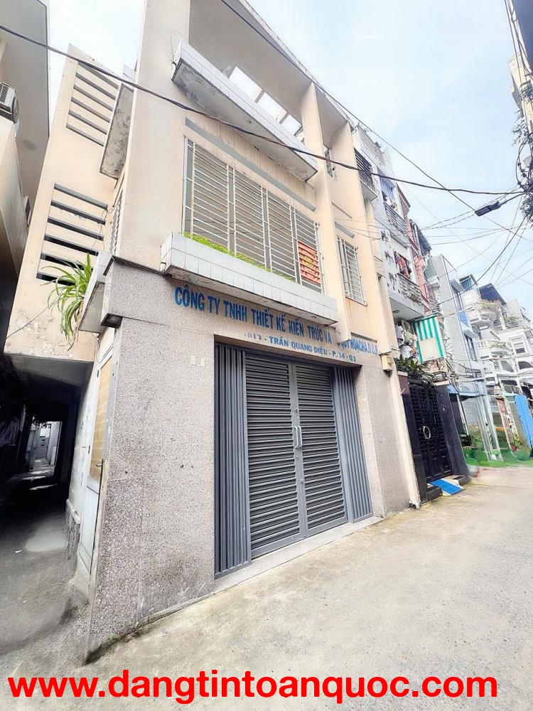 BÁN NHÀ 3 TẦNG HXH CĂN GÓC 2 MẶT ĐƯỜNG TRẦN QUANG DIỆU, P.14, QUẬN 3 - DT ĐẸP 5M NỞ HẬU 6,6M * 19M* 