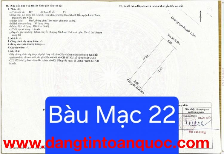 CHÀO Bán đất đường Bàu Mạc 22 - Liên Chiểu, Đà Nẵng - GẦN BIỂN
