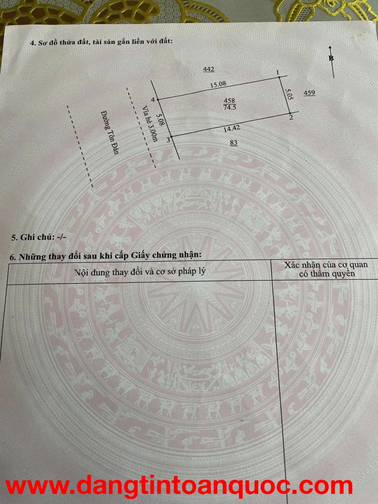 Bán đất đường 7,5m Tôn Đản -  Bán đất tặng nhà C4 kiên cố