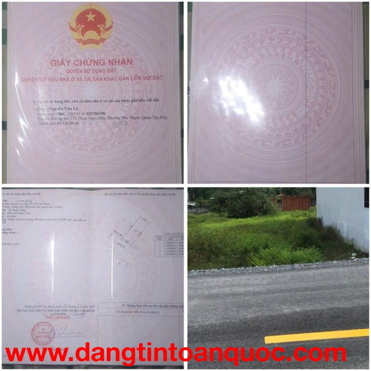 CHÍNH CHỦ CẦN BÁN LÔ VIP ĐẤT TẠI XÃ HÒA PHÚ, HUYỆN CỦ CHI, TP.HCM