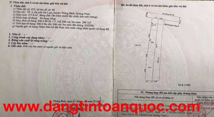 HOT ĐẤT VỊ TRÍ ĐẸP  - GIÁ TỐT Cần bán nhanh lô đất tiềm năng tại huyện Thăng Bình, tỉnh Quảng Nam