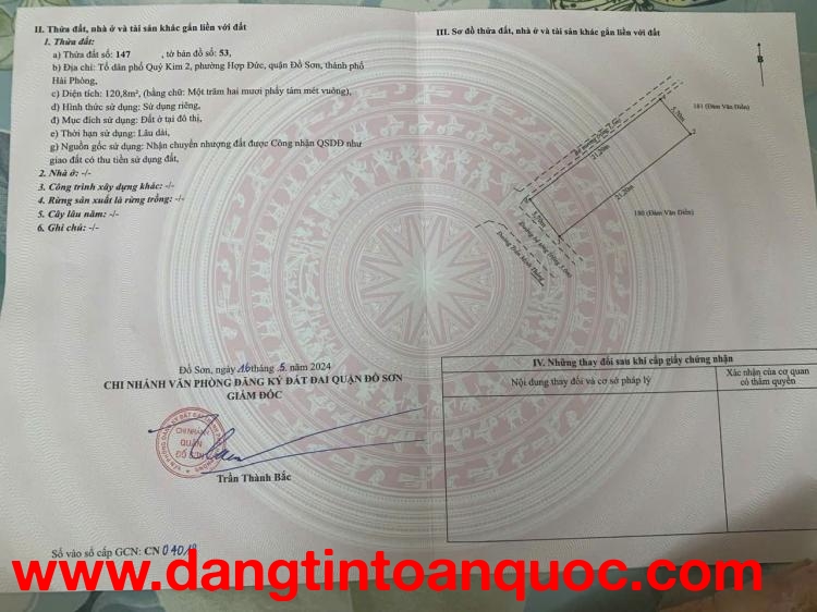 Giá 2.4xx tỷ Đất tặng nhà cấp 4 Quý Kim - Đồ Sơn - Gần KCN - ZALO 0567 222 555