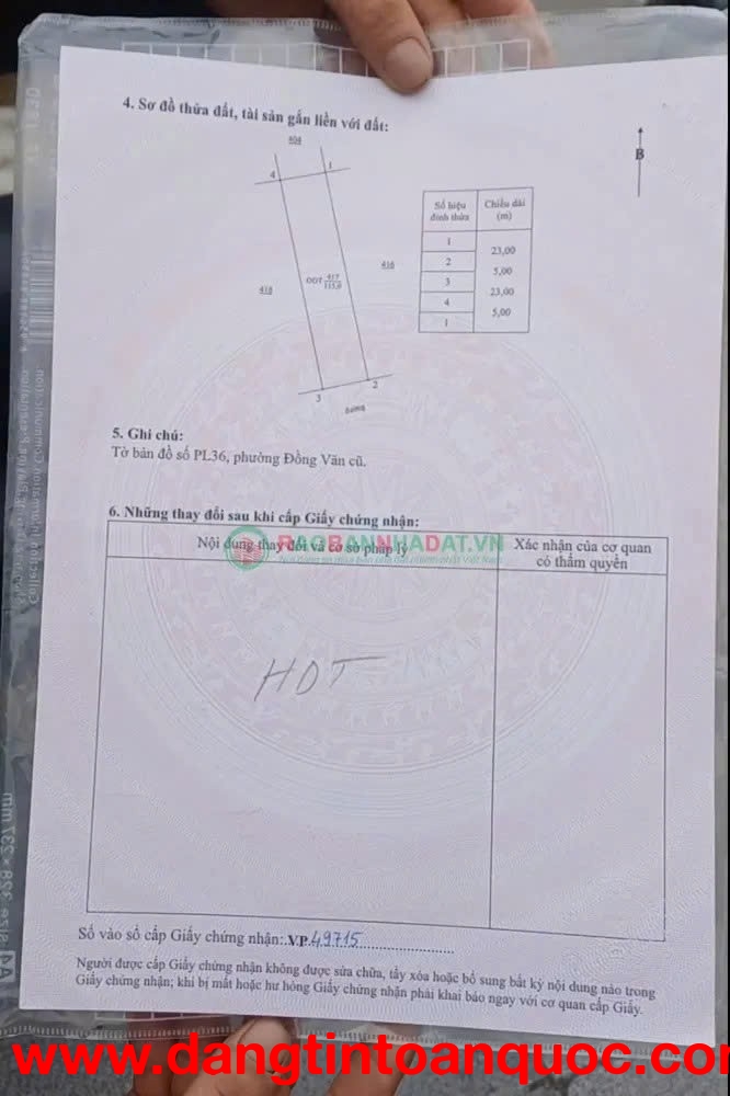 ĐẤT NỀN Chính Chủ - Dự Án HDT Đồng Văn, Huyện Duy Tiên, Tỉnh Hà Nam