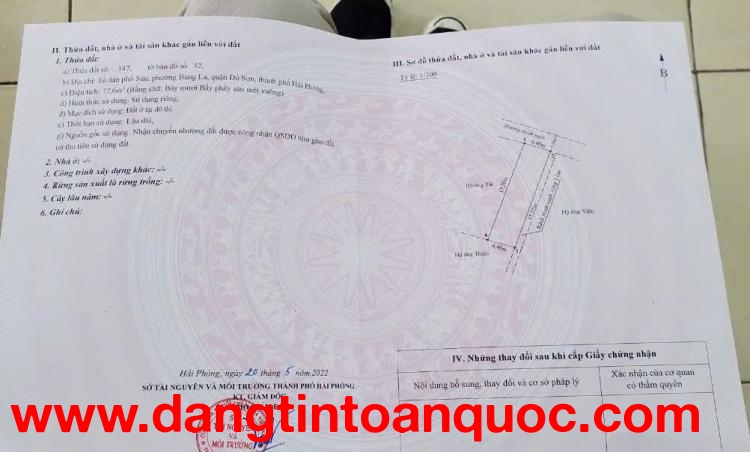 Giá 1.3xx tỷ Đất nền Bàng La - Đồ Sơn - Đường nhựa ô tô tránh - ZALO 0567 222 555