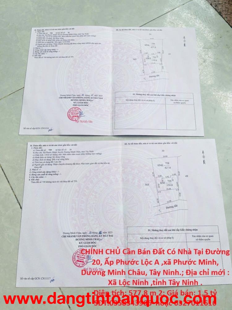 CHÍNH CHỦ Cần Bán Đất Có Nhà Tại Đường 20, Ấp Phước Lộc A ,xã Phước Minh, Dương Minh Châu, Tây Ninh.