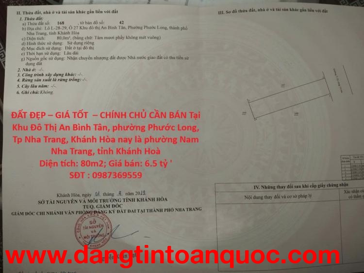 ĐẤT ĐẸP – GIÁ TỐT  – CHÍNH CHỦ CẦN BÁN Tại Khu Đô Thị An Bình Tân, phường Phước Long, Tp Nha Trang