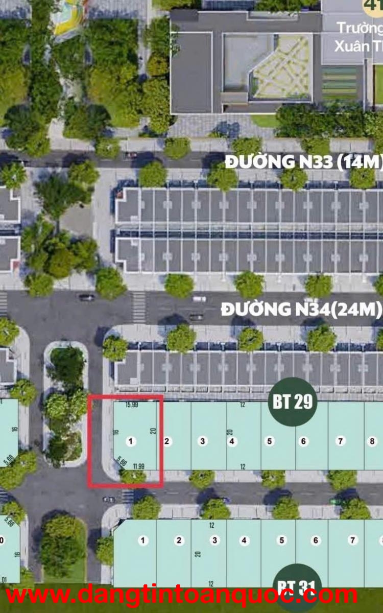 Lô Góc Biệt Thự chuẩn HOA HẬU không có lô thứ 2 *** tại Khu Đô Thị The Link City ( Khu DT Dầu Giây)