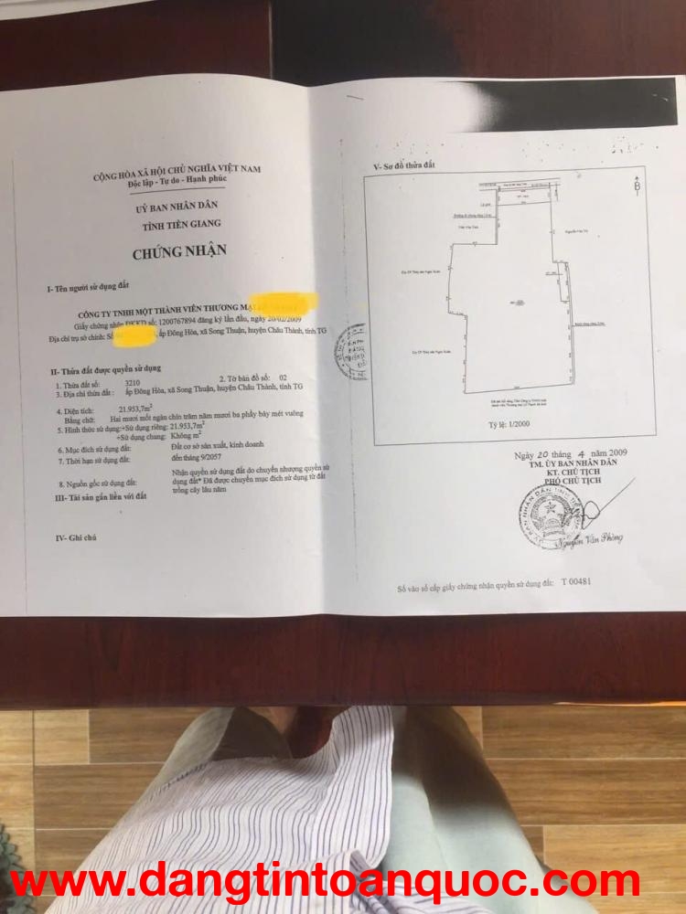 BÁN CÔNG TY THAN ĐÁ CÓ CẦU CẢNG – GIÁ TỐT Tại  Xã Song Thuận, Châu Thành, Tiền Giang