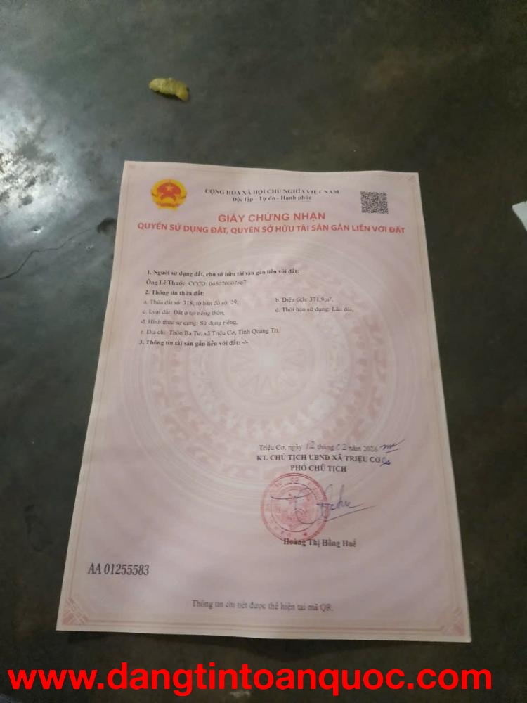 ĐẤT ĐẸP – GIÁ TỐT  – CHÍNH CHỦ CẦN BÁN LÔ ĐẤT TẠi  Thôn Ba Tư, Triệu Lăng,  Triệu Phong, tỉnh Quảng 