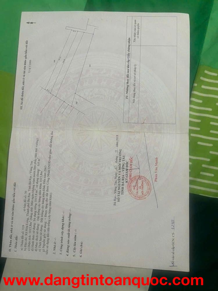 ĐẤT ĐẸP – GIÁ TỐT  – CHÍNH CHỦ CẦN BÁN GẤP tại Xã Hòa Long, TP Bà Rịa, Tỉnh Bà Rịa VT