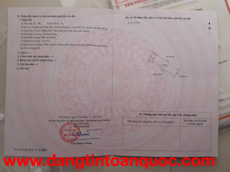 8xx Triệu Lô Đất 56.5m2 Nở Hậu Tại Trung Tâm Bàng La - ZALO 0567 222 555