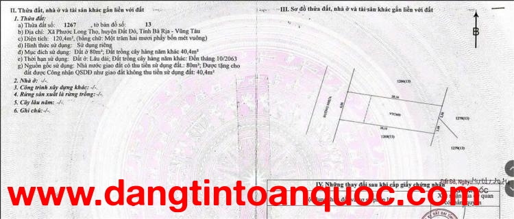 ĐẦU TƯ SINH LỜI - Bán Lô Đất MẶT TIỀN đường QL 55 Xã Phước Long, Đất Đỏ, Bà Rịa Vũng Tàu