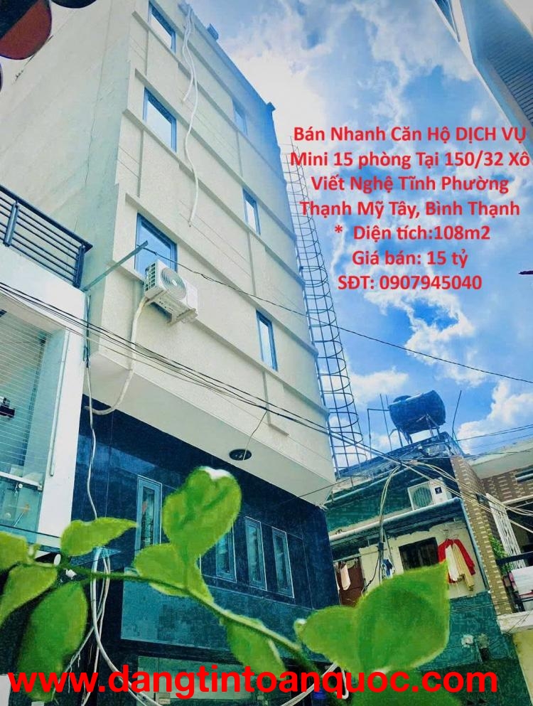 Bán Nhanh Căn Hộ DỊCH VỤ Mini 15 phòng Tại 150/32 Xô Viết Nghệ Tĩnh Phường Thạnh Mỹ Tây, Bình Thạnh