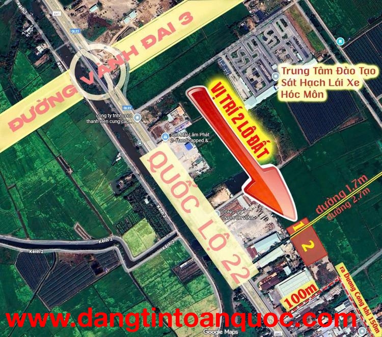 QUỸ ĐẤT LỚN 1/ QUỐC LỘ 22, TÂN HIỆP – GẦN VÀNH ĐAI 3 – CHỈ ~4,7TR/M²