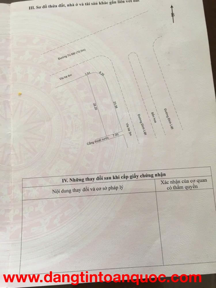 ????????Bán đất LÔ GÓC 2 mặt tiền đường 10,5 Tú Mở & Đinh Liệt