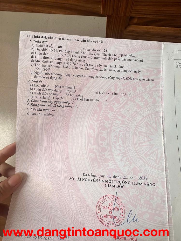 ĐẤT ĐẸP- GIÁ TỐT CHÍNH CHỦ CẦN BÁN NHANH LÔ ĐẤT TẶNG KÈM NHÀ CẤP 4 tại quận Thanh Khê, tp Đà Nẵng