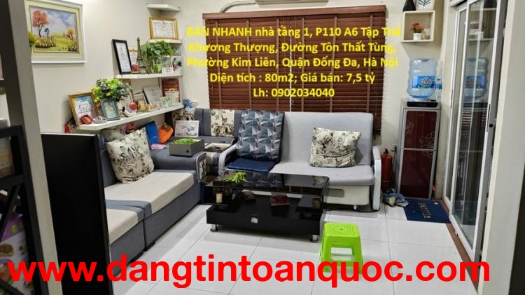 NHÀ CHÍNH CHỦ- GIÁ TỐT CHÍNH CHỦ CẦN BÁN NHANH nhà tầng 1 tập thể Khương Thượng, quận Đống Đa, HN