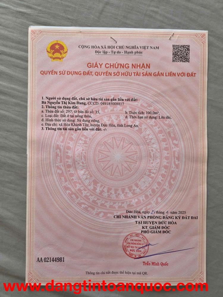 Chính Chủ Bán Đất Xã Hòa Khánh Tây, Huyện Đức Hòa, Tỉnh Long An