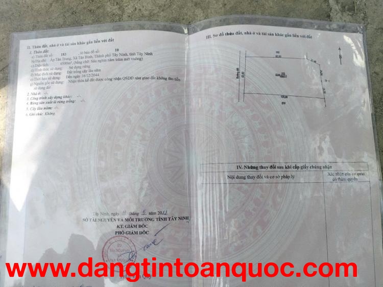 Cần bán đất trong TP Tây Ninh giá 9.6 tỷ