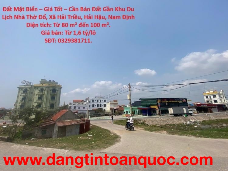 Đất Mặt Biển – Giá Tốt – Cần Bán Đất Gần Khu Du Lịch Nhà Thờ Đổ, Xã Hải Triều, Hải Hậu, Nam Định