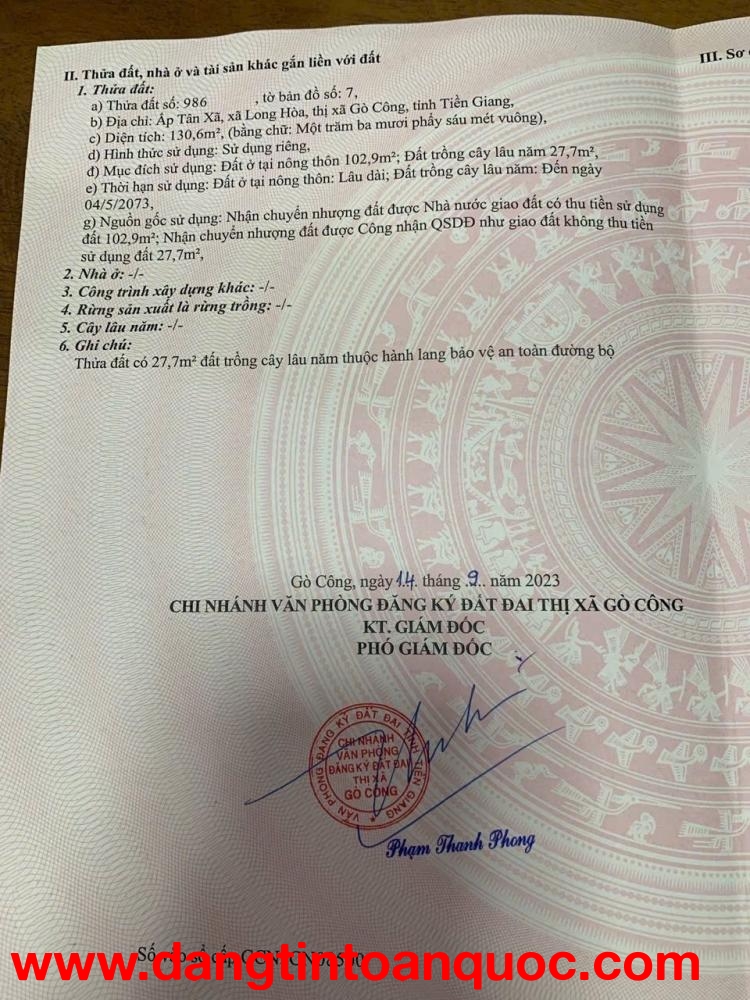 ĐẤT ĐẸP - GIÁ TỐT - Bán GẤP Lô Đất Tiềm Năng Tại Xã Long Hòa, Thành phố Gò Công, Tiền Giang