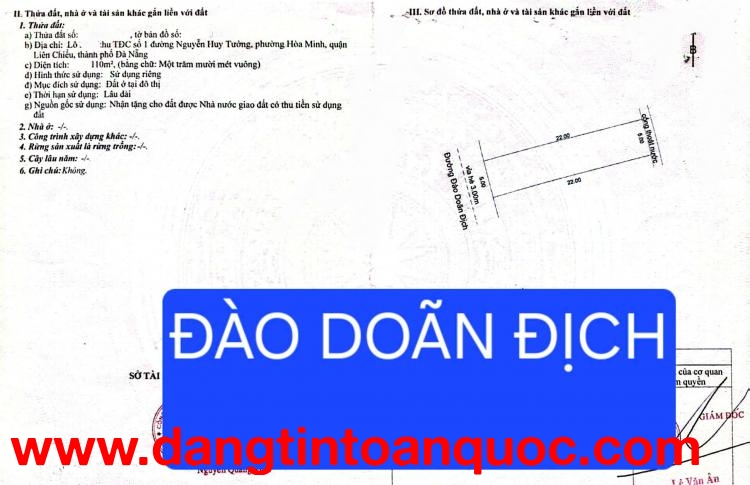 Bán đất đ\ừng ĐÀO DOÃN ĐỊCH - gần bến xe TT Thành phố