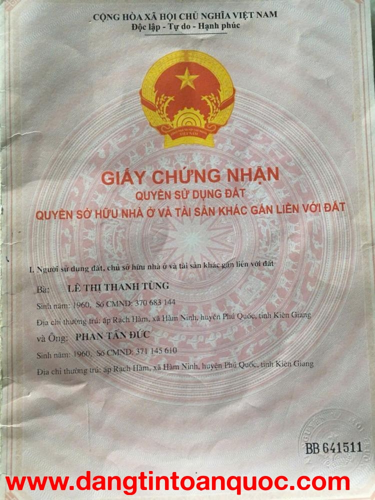 Chính chủ cần bán lô đất tại Ấp Rạch Hàm - Hàm Ninh - Phú Quốc - Kiên Giang