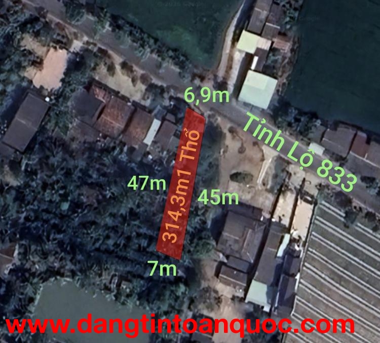 Bán lô đất thổ hai mặt tiền tỉnh lộ 833 giá 1,85 tỷ