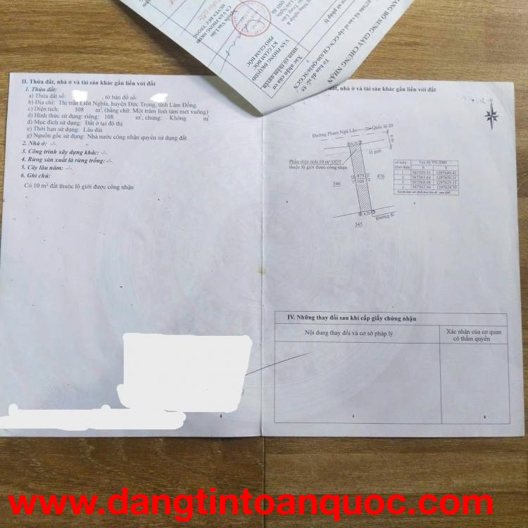 Chính chủ bán lô đất mặt tiền đường Phạm Ngũ Lão,  Thị Trấn Liên Nghĩa Đức Trọng, Lâm Đồng