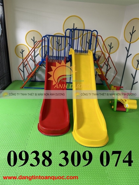 Cầu trượt 2 máng mầm non,cầu trượt đơn ,cầu trượt con voi