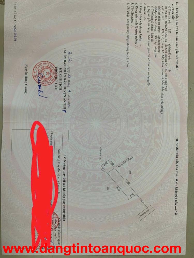 BÁN ĐẤT ĐẸP – ĐƯỜNG LIÊN XÃ – ÂN THI, HƯNG YÊN – NHỈNH 3 TỶ