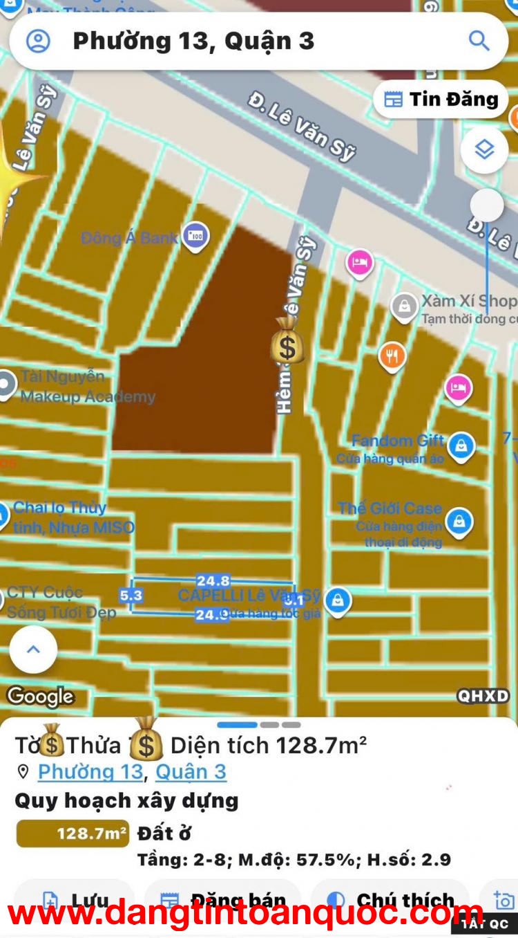 CHÍNH CHỦ Ở XƯA NAY GIỜ BÁN NHÀ HXH 8M Đ. LÊ VĂN SỸ ,QUẬN 3 - NGANG HIẾM 5M*26M - SỔ HỒNG VUÔNG CHUẨ