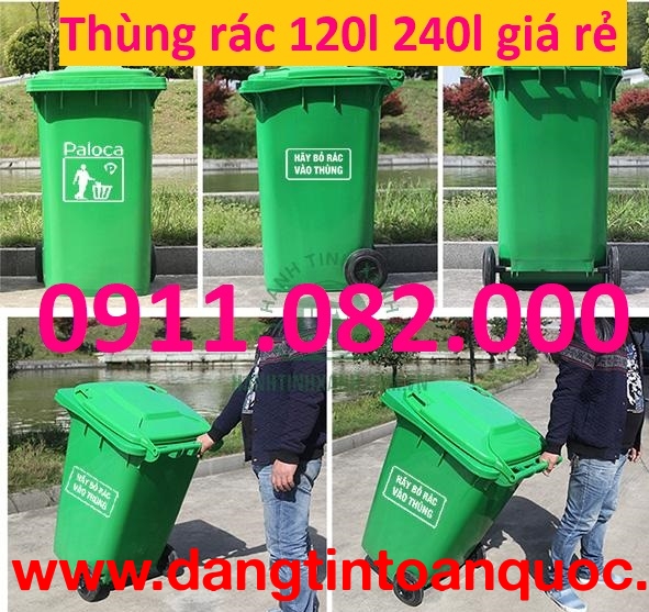  Thùng rác giá rẻ cạnh tranh tại sóc trăng- lh 0911082000 mua thùng rác 120L 240l 660L giá rẻ