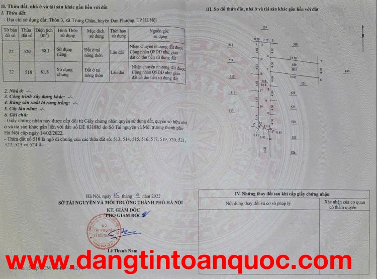 MẢNH ĐẤT 58.1M TẠI TRUNG CHÂU _ LIÊN MINH ( mới ) _ HÀ NỘI.