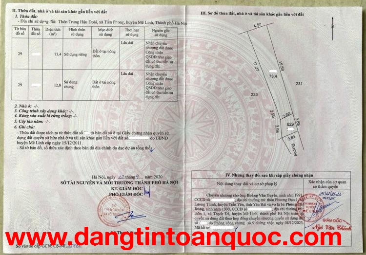 Cực hiếm, 73m đất Tiền Phong mà giá 2,6 tỷ. Gần chợ Yên, gần đường quốc lộ 23. Oto đỗ