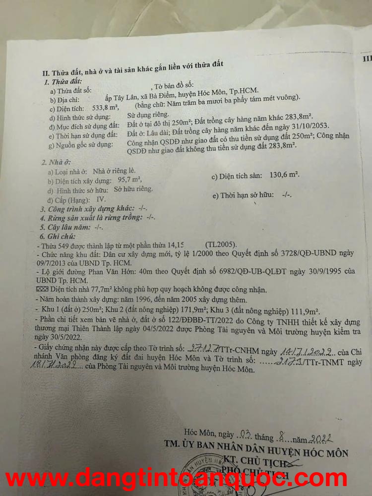 MẶT TIỀN PHAN VĂN HỚN – NGANG 9.1M – QUỸ ĐẤT LỚN HIẾM BÀ ĐIỂM