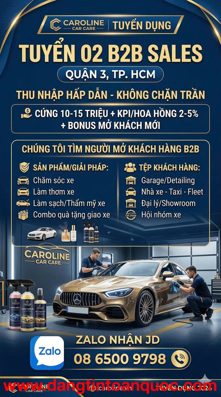 TUYỂN DỤNG] NHÂN VIÊN KINH DOANH B2B NGÀNH PHỤ TRỢ Ô TÔ