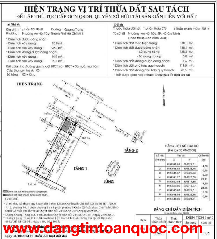2 LÔ MẶT TIỀN ĐƯỜNG QUANG TRUNG – NGANG GẦN 10M – XÂY CAO ỐC/KS CỰC ĐẸP