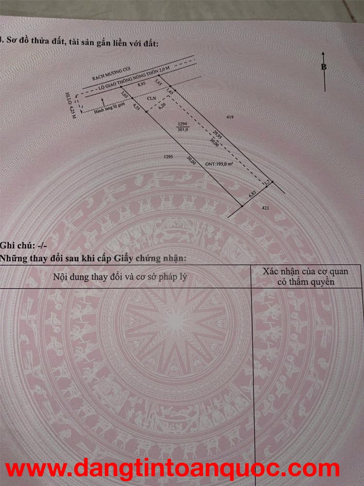 ĐẤT ĐẸP- GIÁ TỐT - Cần Bán Nhanh Lô Đất Rạch Mương Củi (Gần Rạch Sung), Nhơn Nghĩa, Phong Điền, TPCT